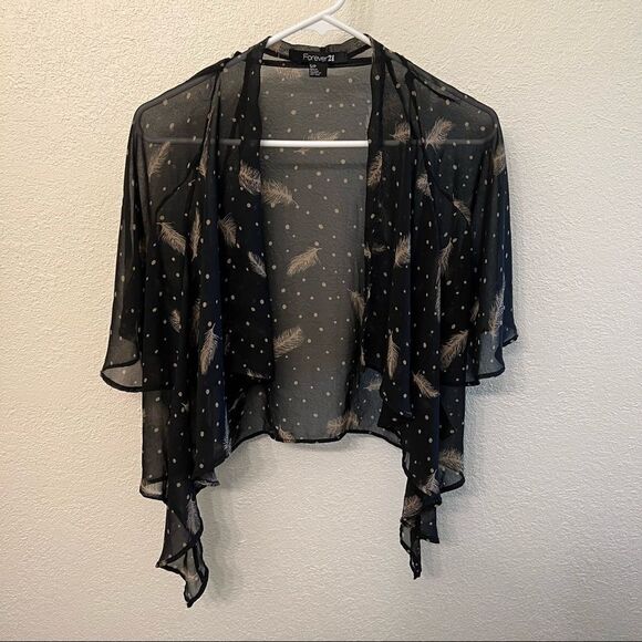 Forever 21 Open Sheer Black Feather Open Wrap Size S/P - Picture 1 of 4